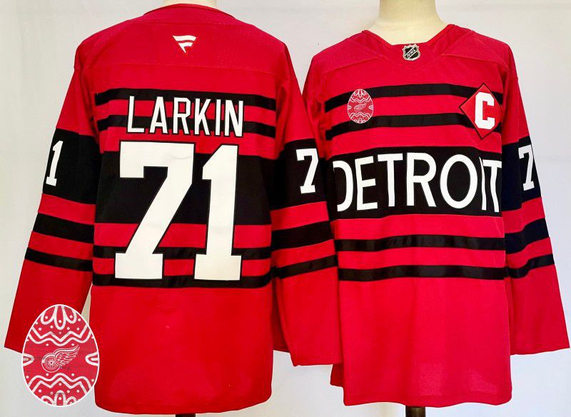 Men Detroit Red Wings #71 Larkin Red Fanatics 2025 NHL Jersey style 2